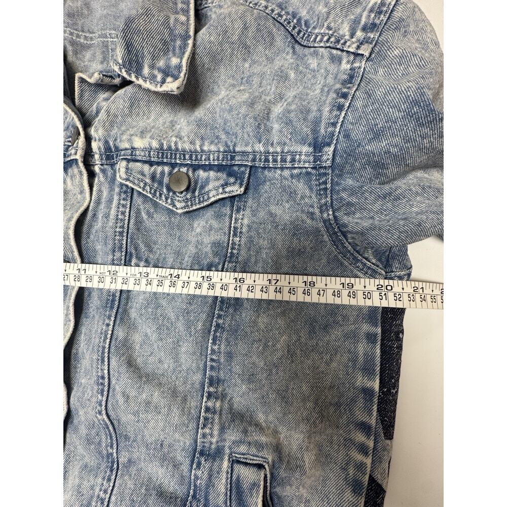 Divided H&M Denim Jacket US Flag Back Print‎ Cotton Size 2 Americana Patriotic - Picture 6 of 7
